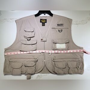 WHITE RIVER Fishing Vest, 14 Pockets, Zip Front, Khaki Size: L